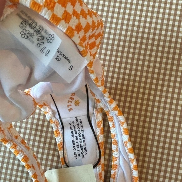 Aurelle Sunshine Classic swim bottoms. Check orange/white. Women’s Small. NWT - Picture 6 of 8